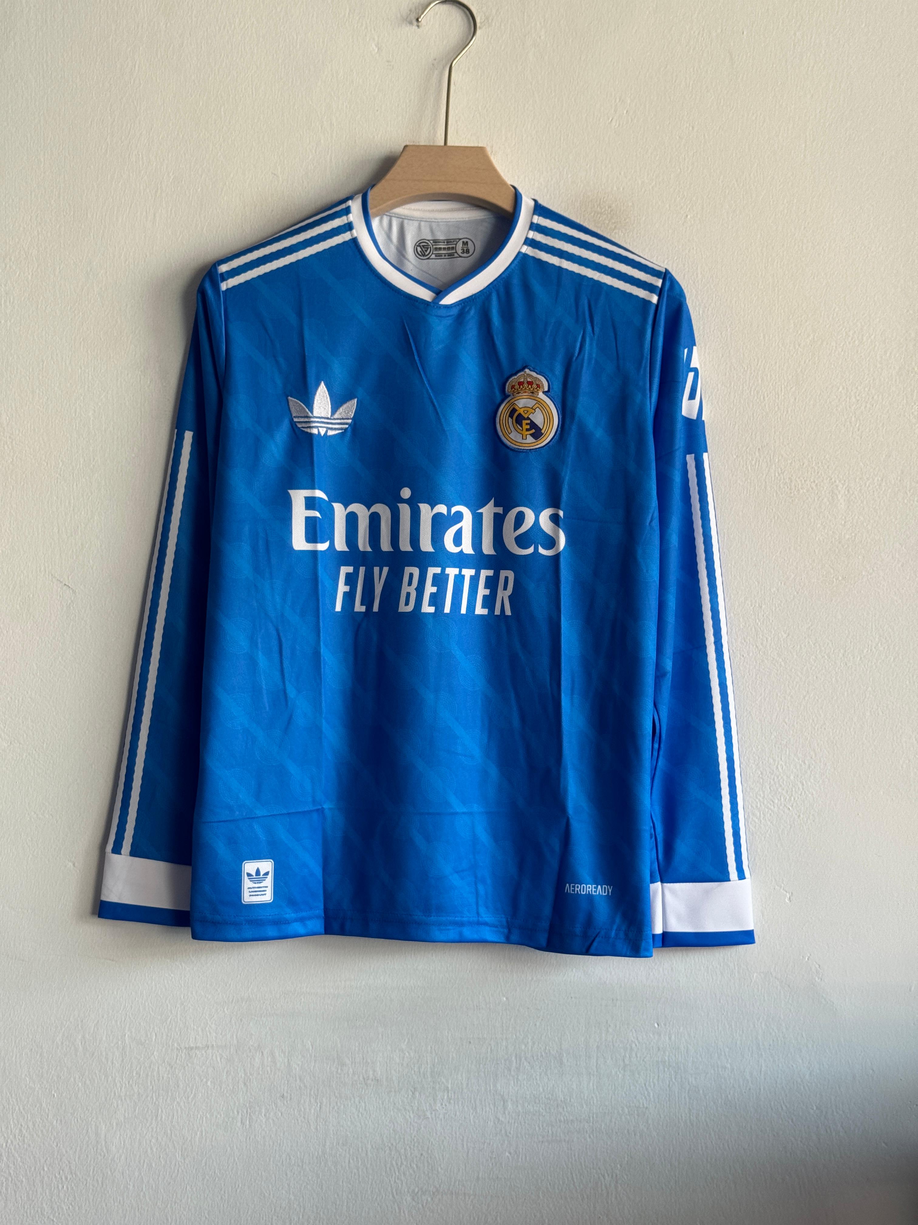 Real Madrid Blue Long Sleeve Jersey – Bellingham 5 (Embroided)