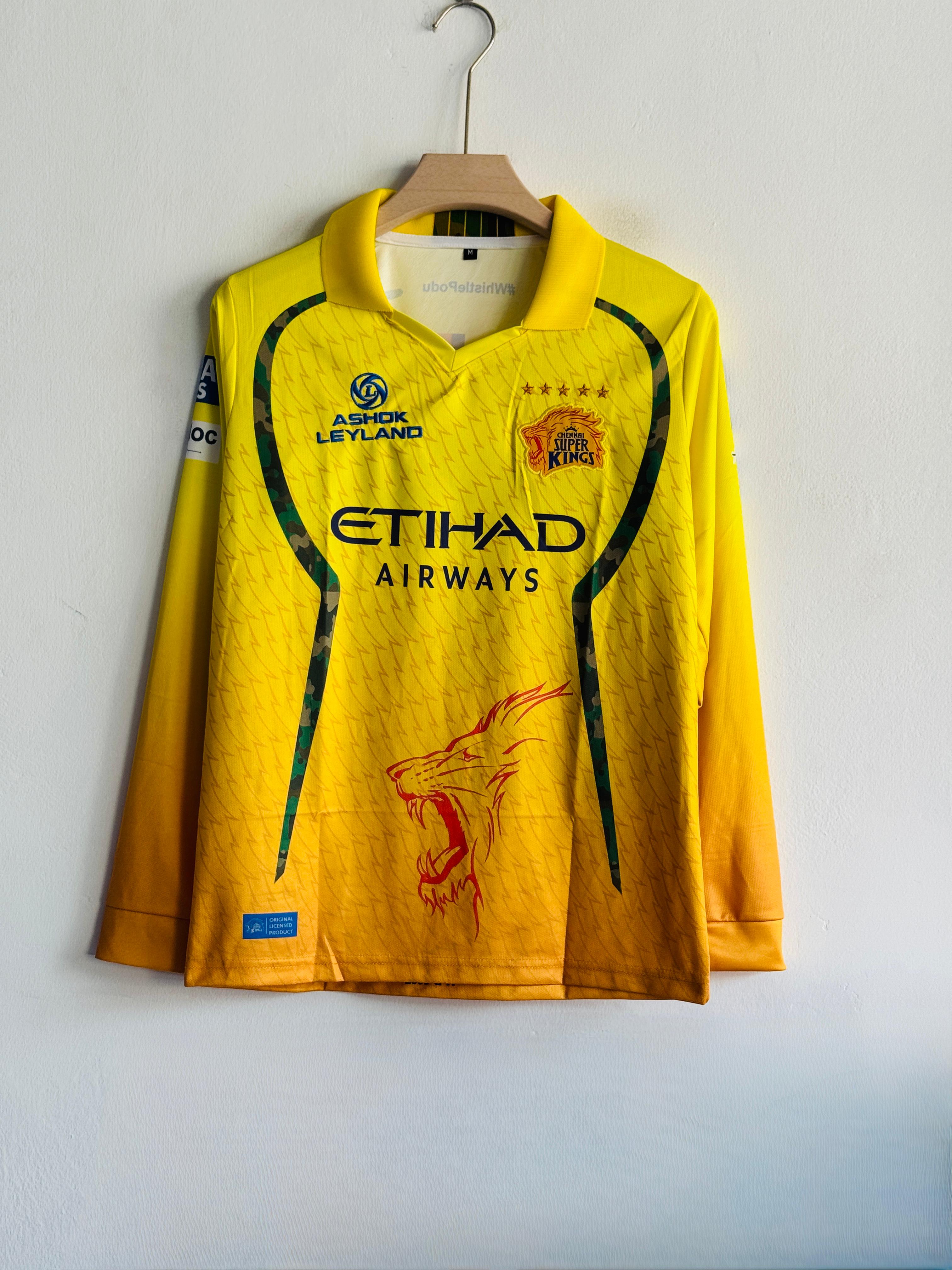 CSK Dhoni Full Sleeve Cricket Jersey – Champion Yellow Edition