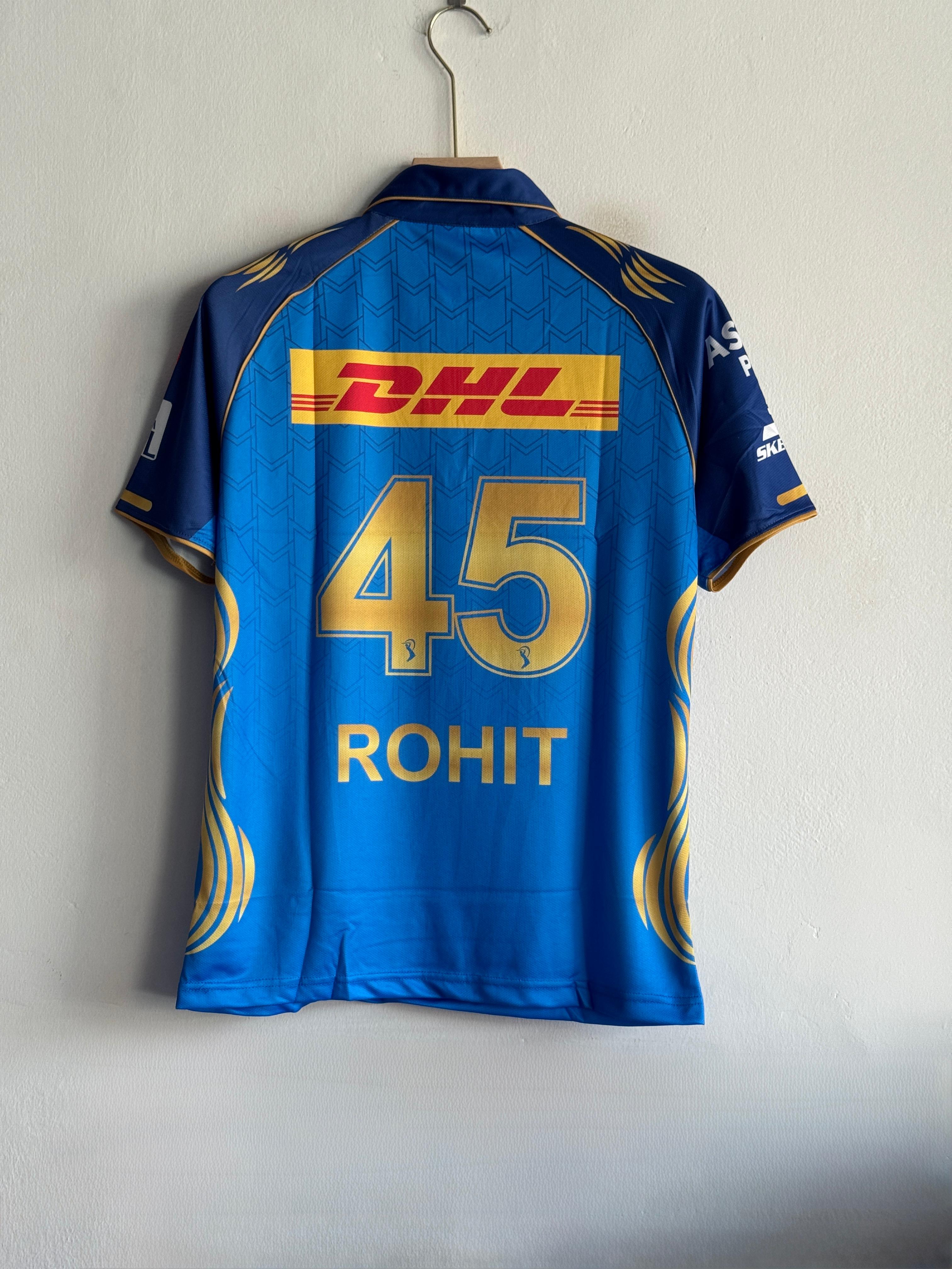 Mumbai Indians Jersey – Rohit 45 Edition (Printed logos)