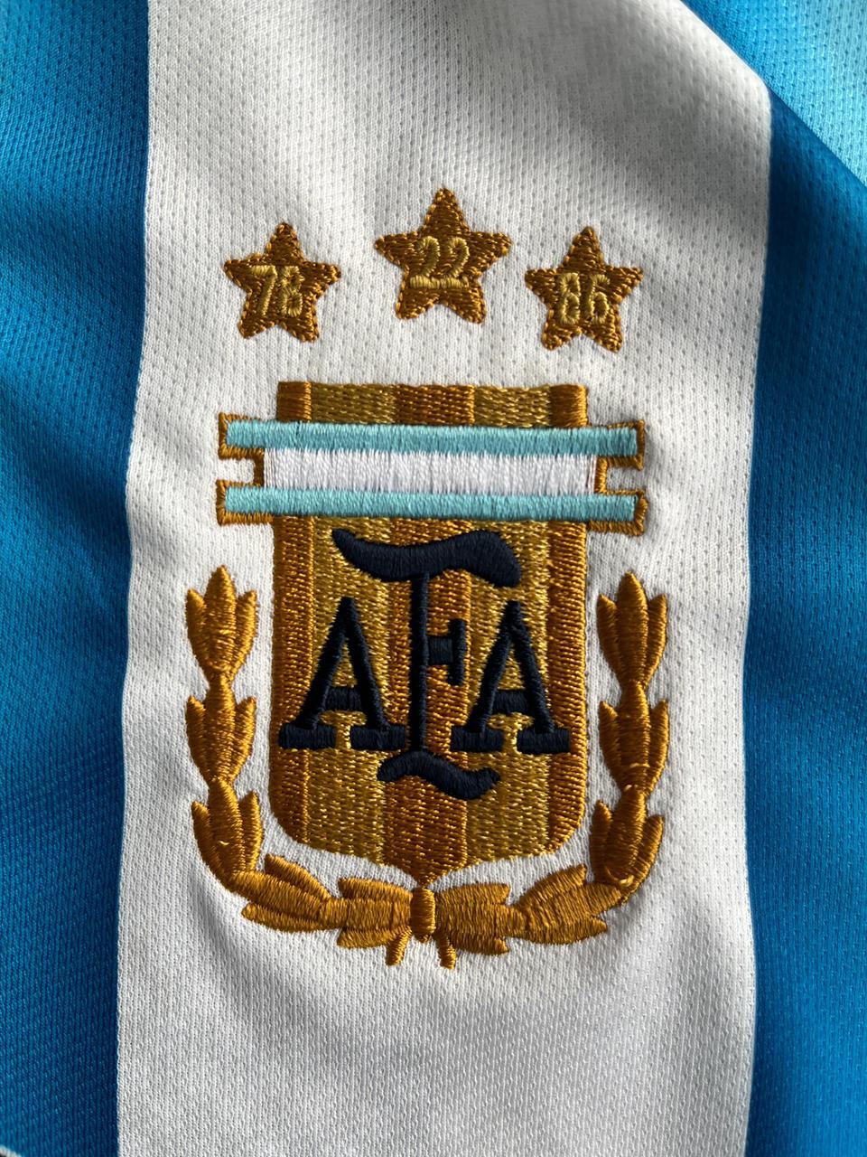 Argentina FIFA World Cup Home Jersey – Messi #10 Champions Edition🏆(Embroided)