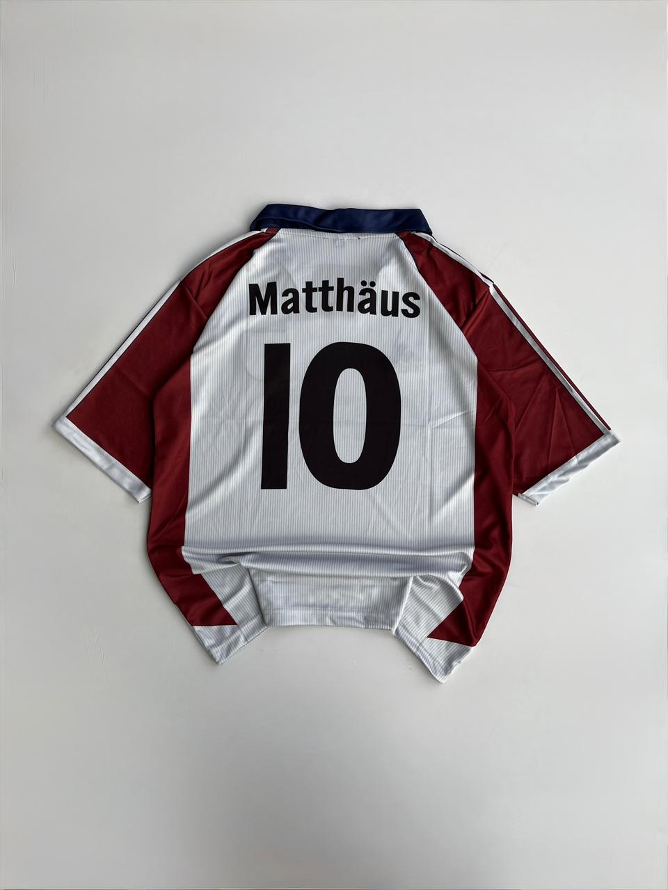 Bayern Munich Retro Away Jersey – Lothar Matthäus #10 🔴⚪ (Embroided) FIVE SLEEVE