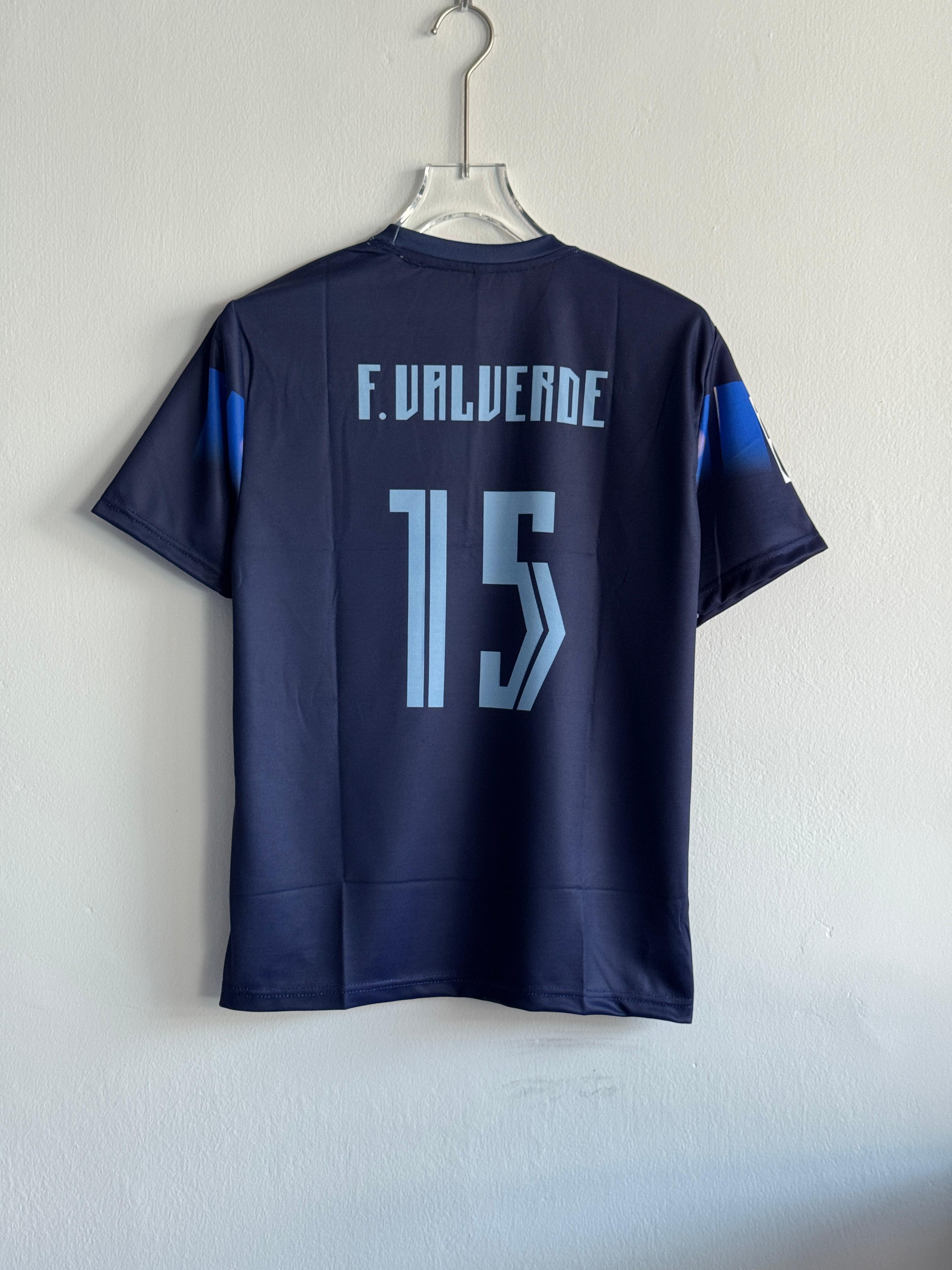 Uruguay 2024 Away Jersey 🇺🇾🌌 Federico Valverde #15 Edition (Printed logos)