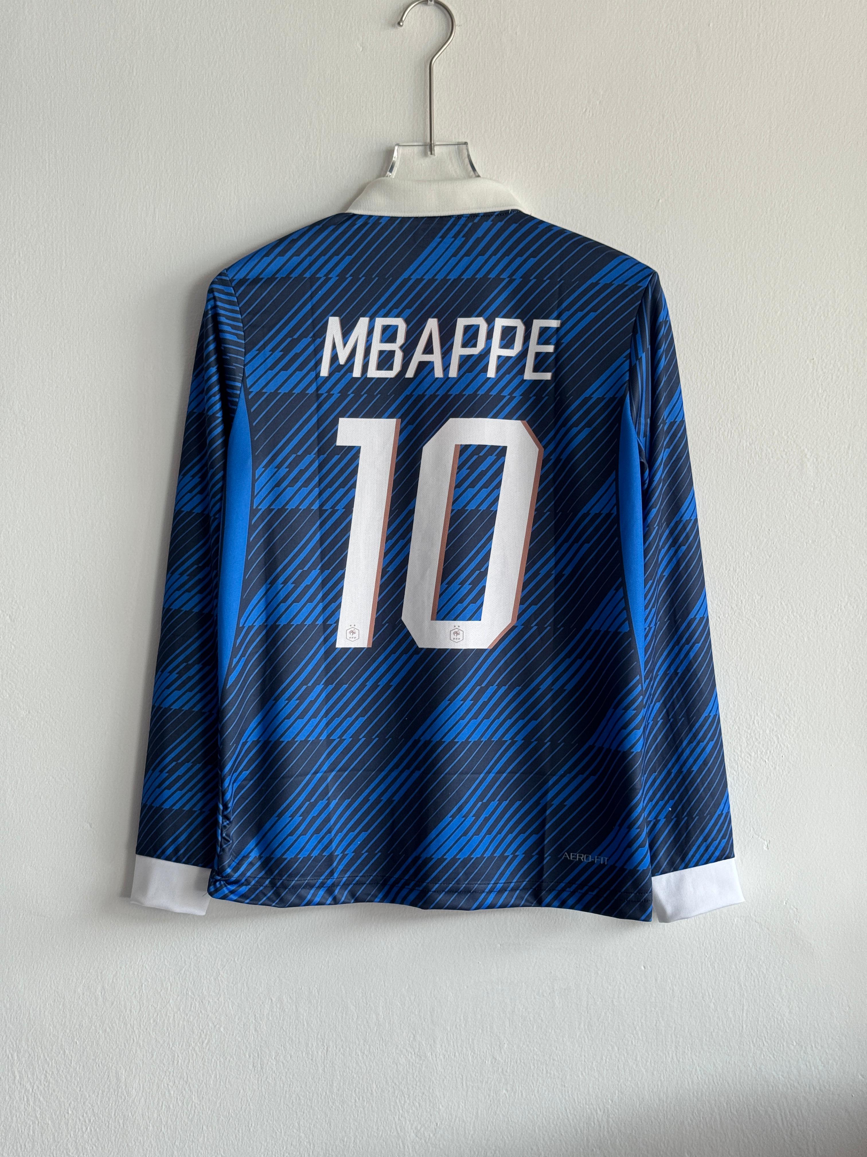 France Long Sleeve Away Jersey – Mbappe #10 (Embroided)