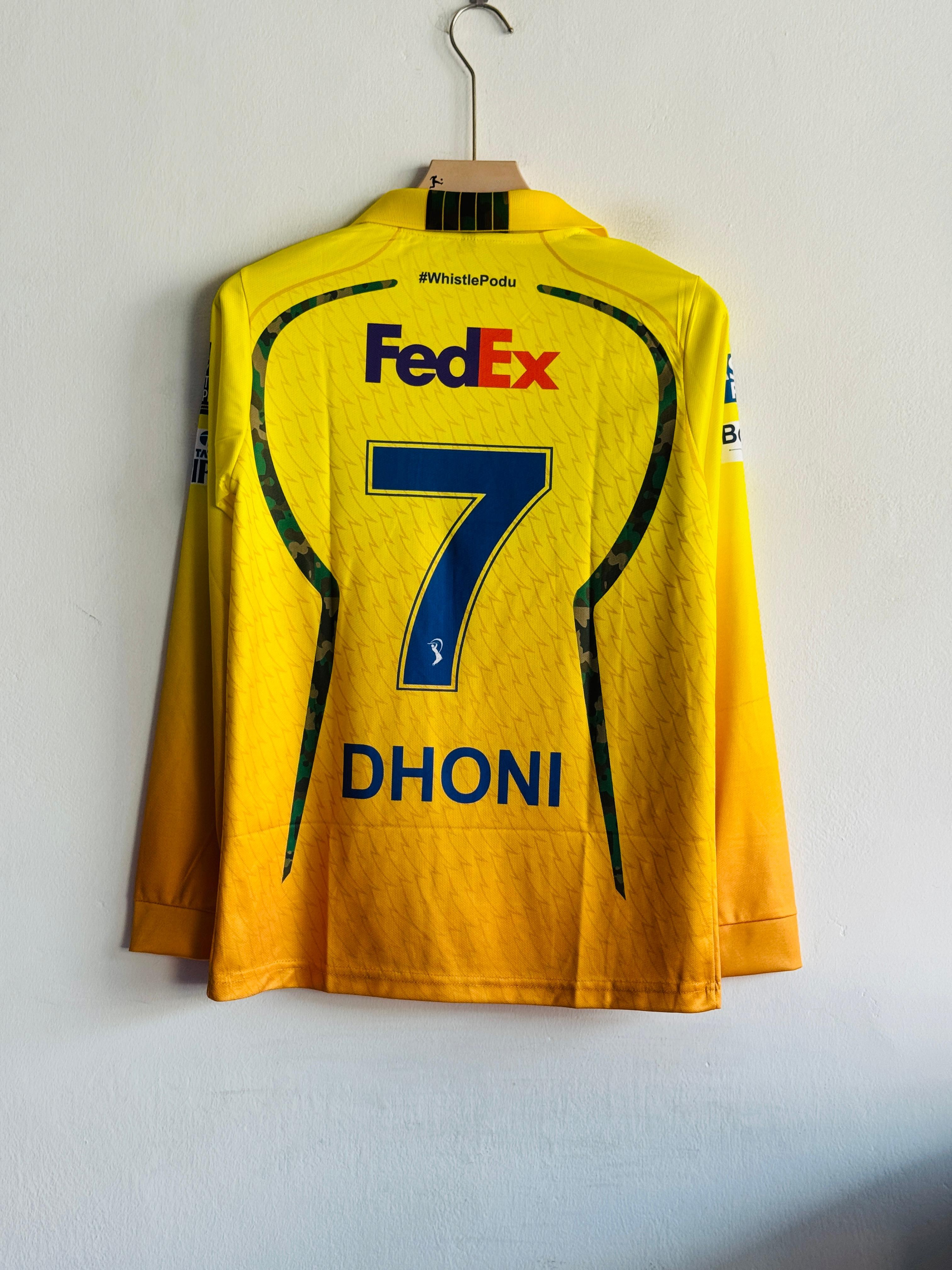 CSK Dhoni Full Sleeve Cricket Jersey – Champion Yellow Edition